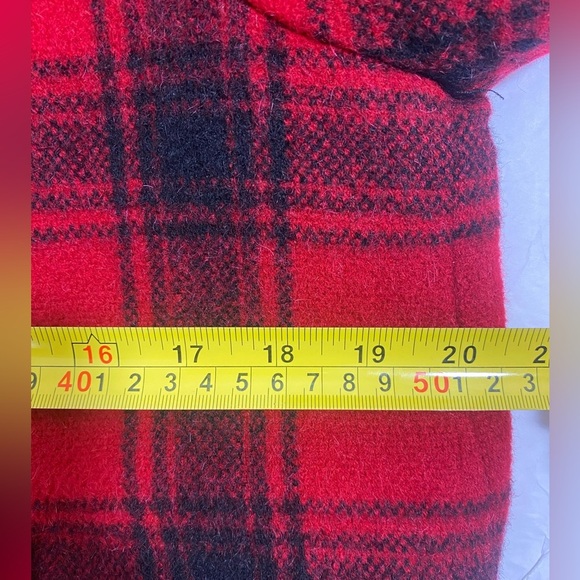 Talbots Wool Blend Red Black Buffalo Plaid Double Breast Blazer Jacket Sz 16P - Picture 8 of 9